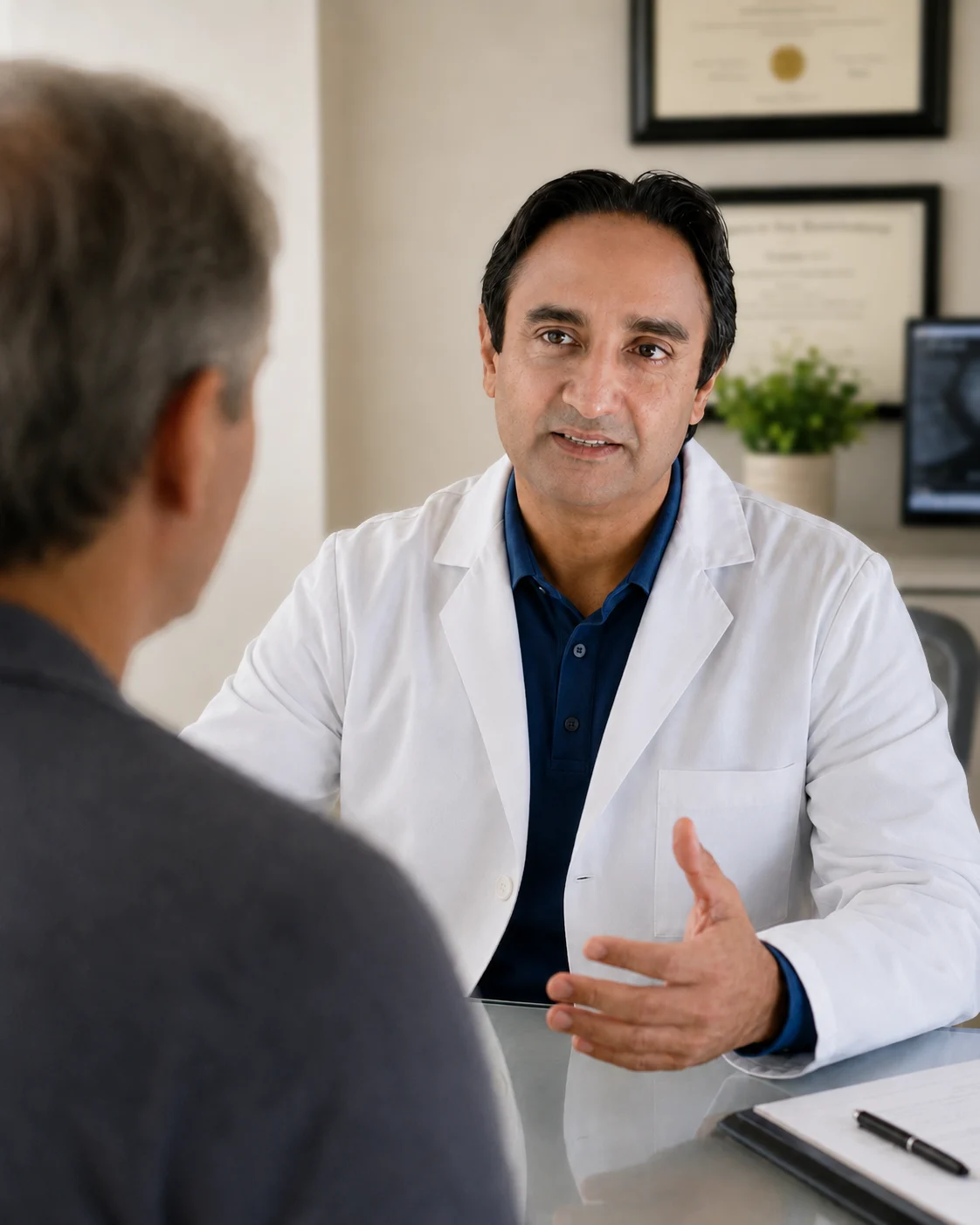 Dr. Harpreet Singh consulting with a patient